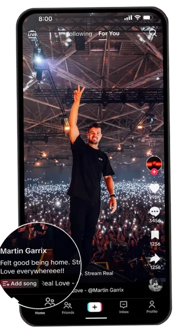 TIKTOK premium unlocked app showing Martin Garrix in a live cocert