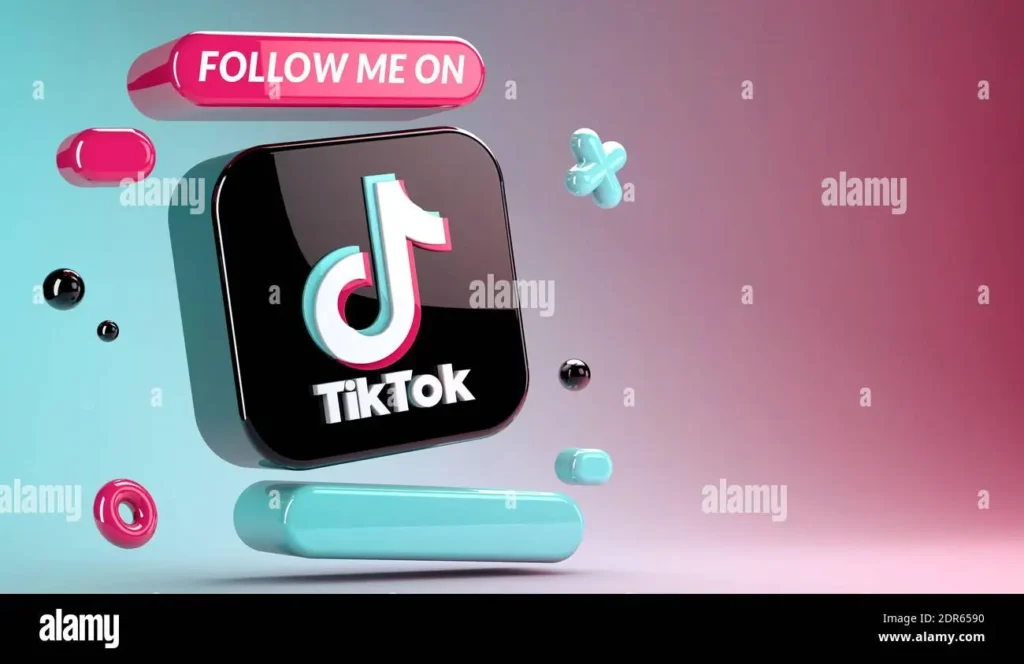 valencia spain december 2020 3d rendering mockup of tiktok app icon isolated on a blue and red gradient background close up template of tik tok ap 2DR6590